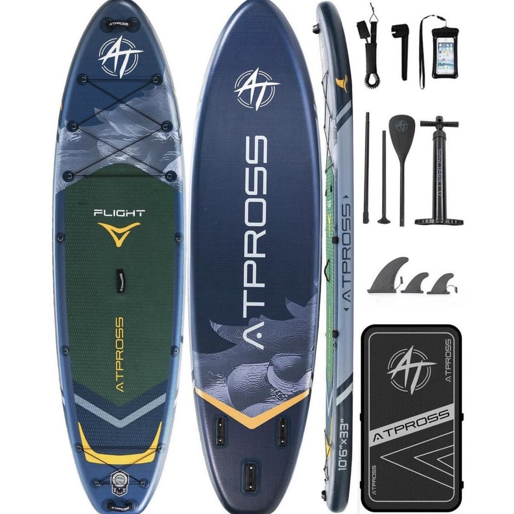 ATPROSS Inflatable Paddle Board 10'6" x 33" Blue Oxford Fabric Stand Up SUP EVA